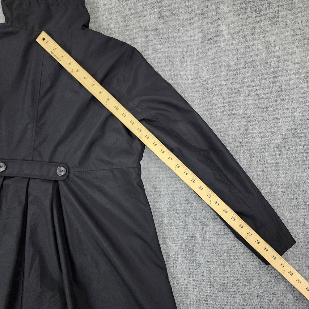 Lands End Jacket Womens Medium Black Full Zip Snap Front Plaid Lined Pocket Coat - Picture 6 of 16
